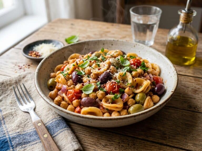 quick pasta with chickpeas